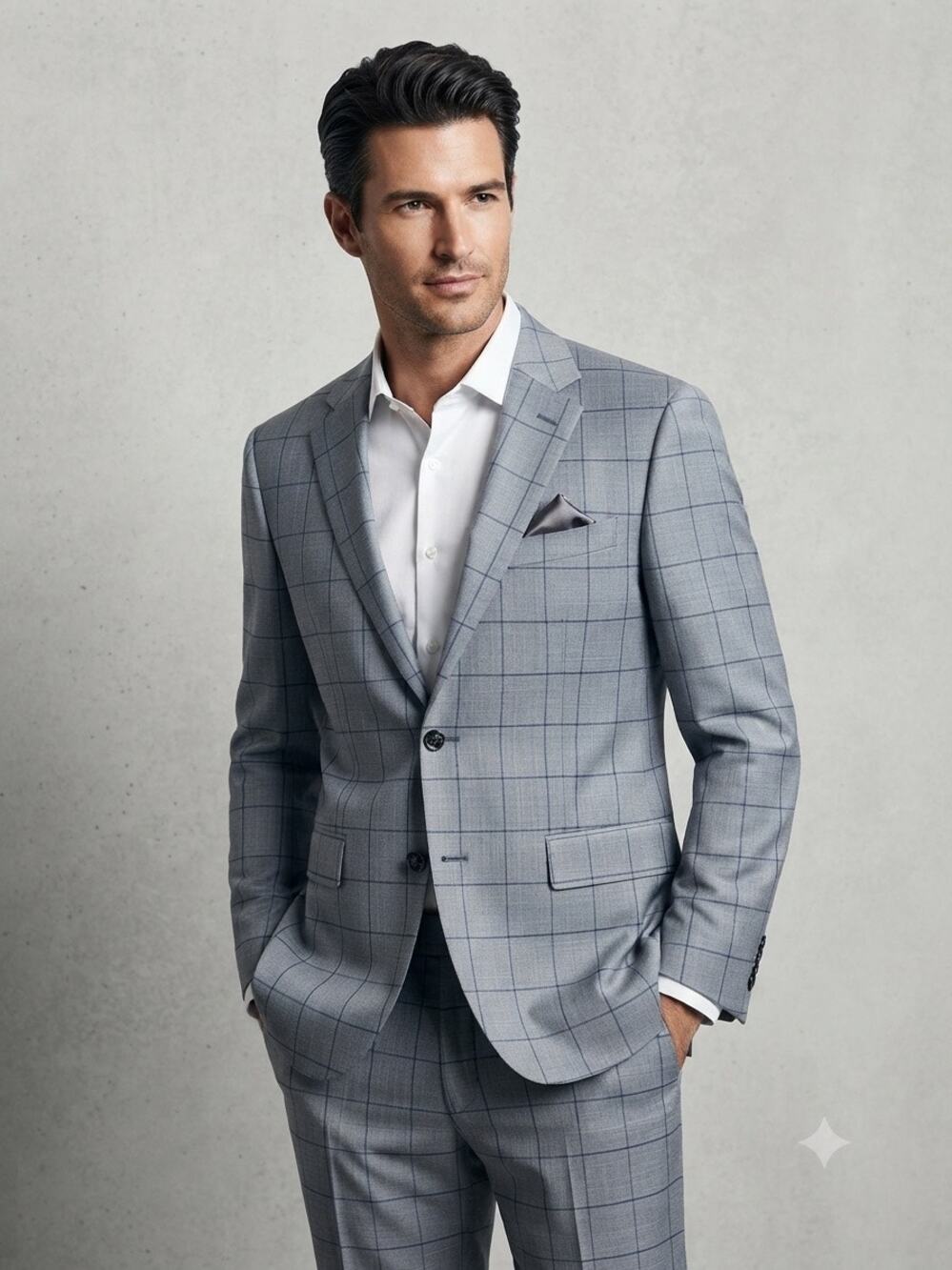 New Angelo Rossi gray windowpane blazer 38 S